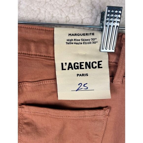 NEW L'AGENCE Java Marguerite Coated High Rise Skinny Jeans Rose/Blush Size 25‎ - Picture 9 of 9